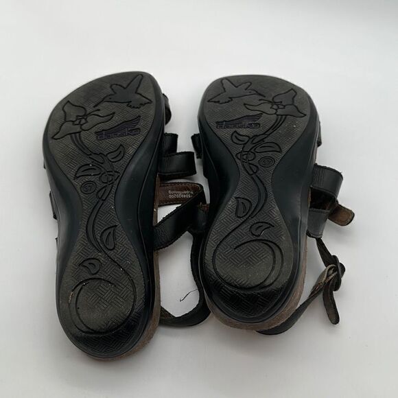Dansko Womens Slingback Sandals Black Buckle Wedge Heels Leather 37/6.5 - Picture 5 of 6